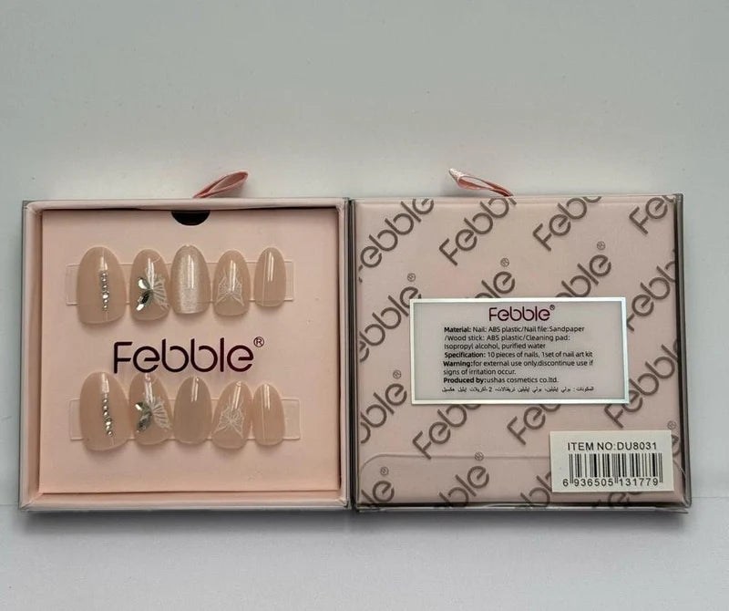 Febble - Crystal Leaf Nude Press-On Nails