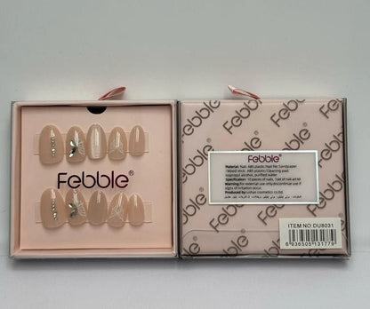 Febble - Crystal Leaf Nude Press-On Nails