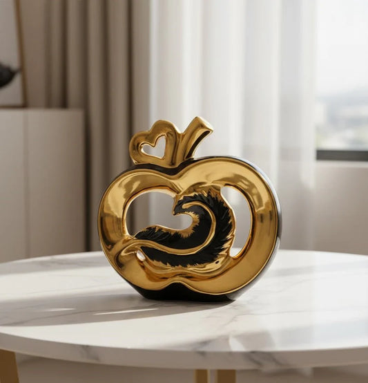 Golden Apple Swan Decorative Showpiece