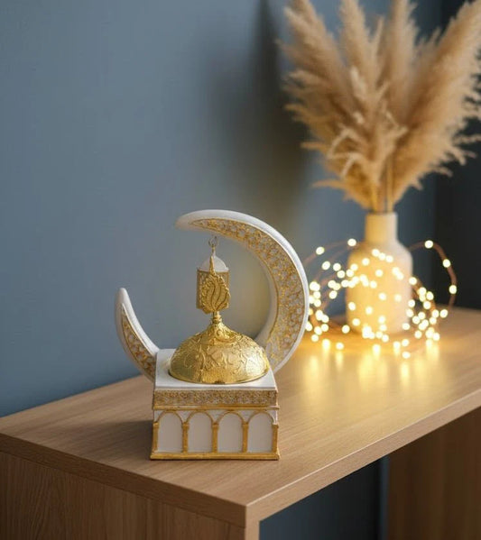 Islamic Crescent Moon & Lantern Decorative Showpiece